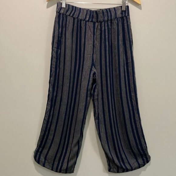 ANGIE Blue and Grey Casual Relax, Ankle Cropped Effortless Fit Pant Large​​ - Picture 3 of 9